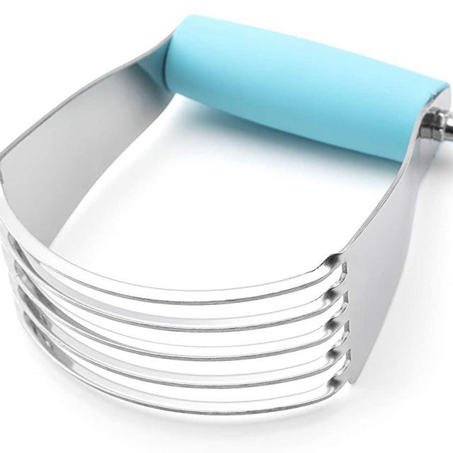 Spring Chef Dough Blender, Top Professional Pastry Cutter with Heavy Duty Stainless Steel Blades, Medium Size, Aqua Sky