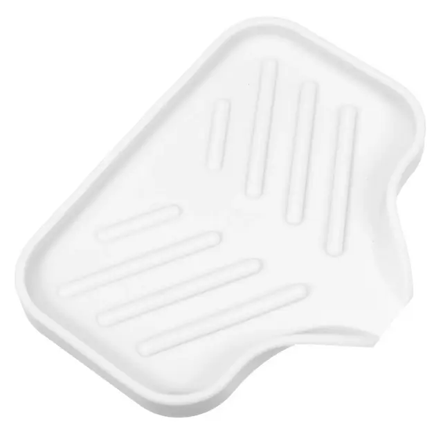 Unique Bargains Bathroom Kitchen Silicone Soap Dish White 5.31"x4.13"