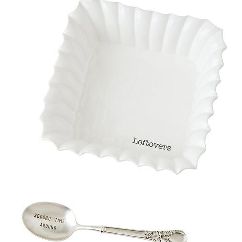 Mud Pie Leftovers Ceramic Dish with Second Time Around Spoon