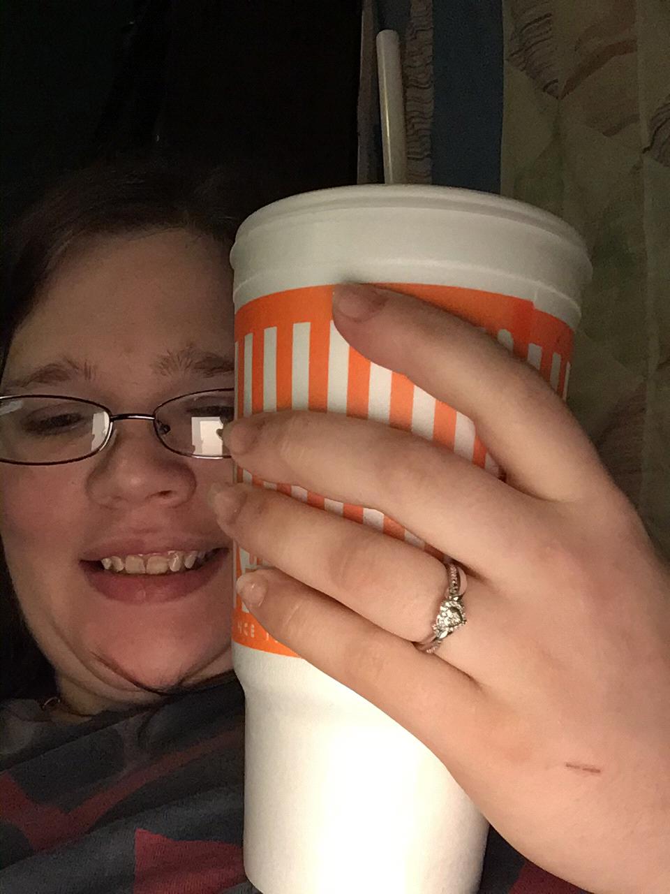 Went to Whataburger to celebrate our engagement! ❤️🎊