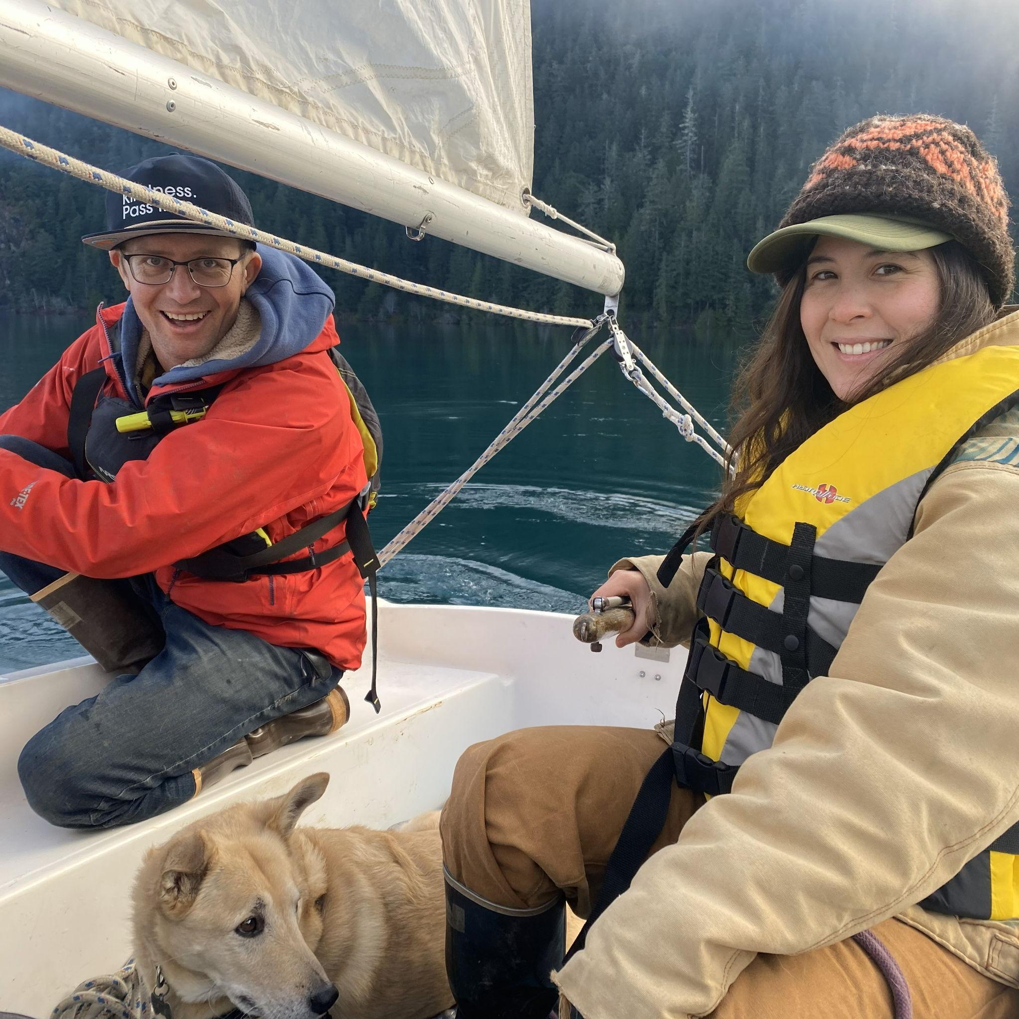 Sophie taking a chance on Phyllis the sailboat. Dru: beyond stoked!