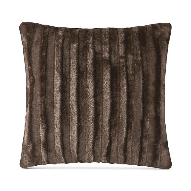 Madison Park Duke Ribbed 20" Square Faux-Fur Decorative Pillow