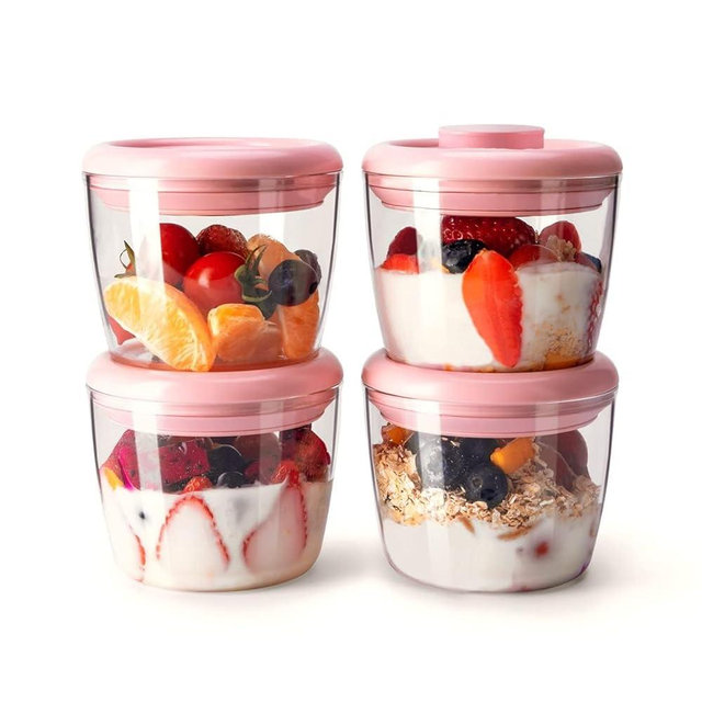 Ankou Meal Prep Containers Reusable Glass Overnight Oats Containers With Lids Pop Airtight Food Storage Containers Bowls for Breakfast Salad Leftovers Yogurt Icecream 14oz 400ml 4 Pack