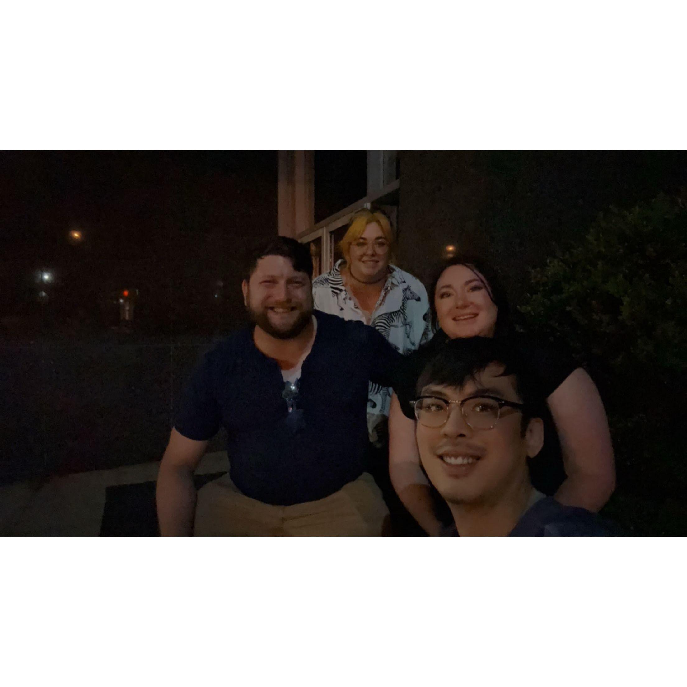 Out on the town with Drew and Liz.