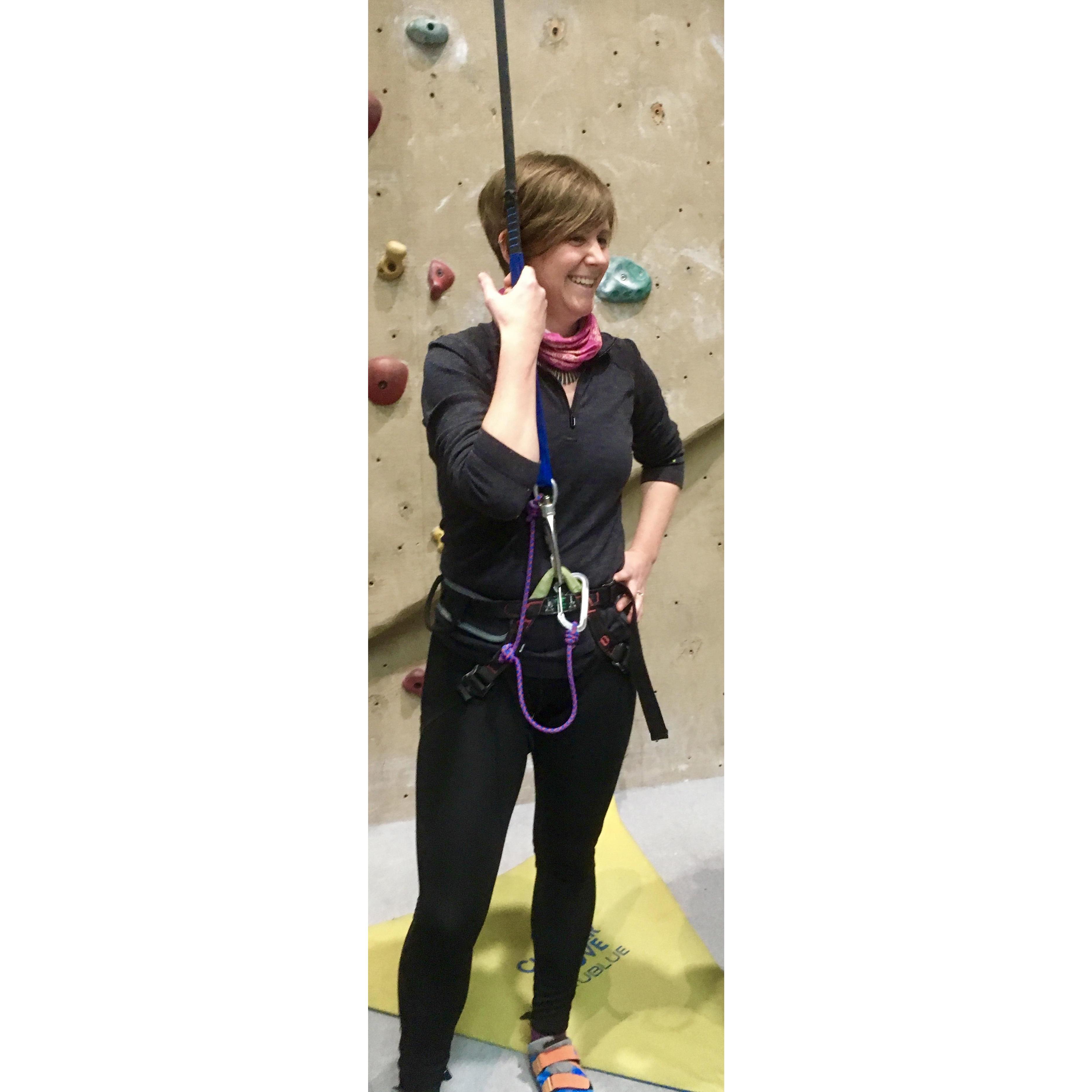 Catherine convinced Vanessa to go climbing with her, except only Catherine climbed. :)