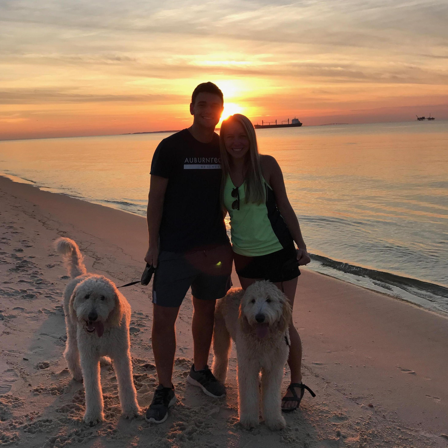 Walking the dogs at Fort Morgan.