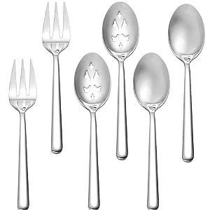 Serving Spoon x 2,Slotted Serving Spoon x 2,Serving Forks x 2,RTT 9 Inch Stainless Steel Catering Serving Utensils for Party Buffet Dinner Banquet Kitchen Basics (Silver Mirror Finish)