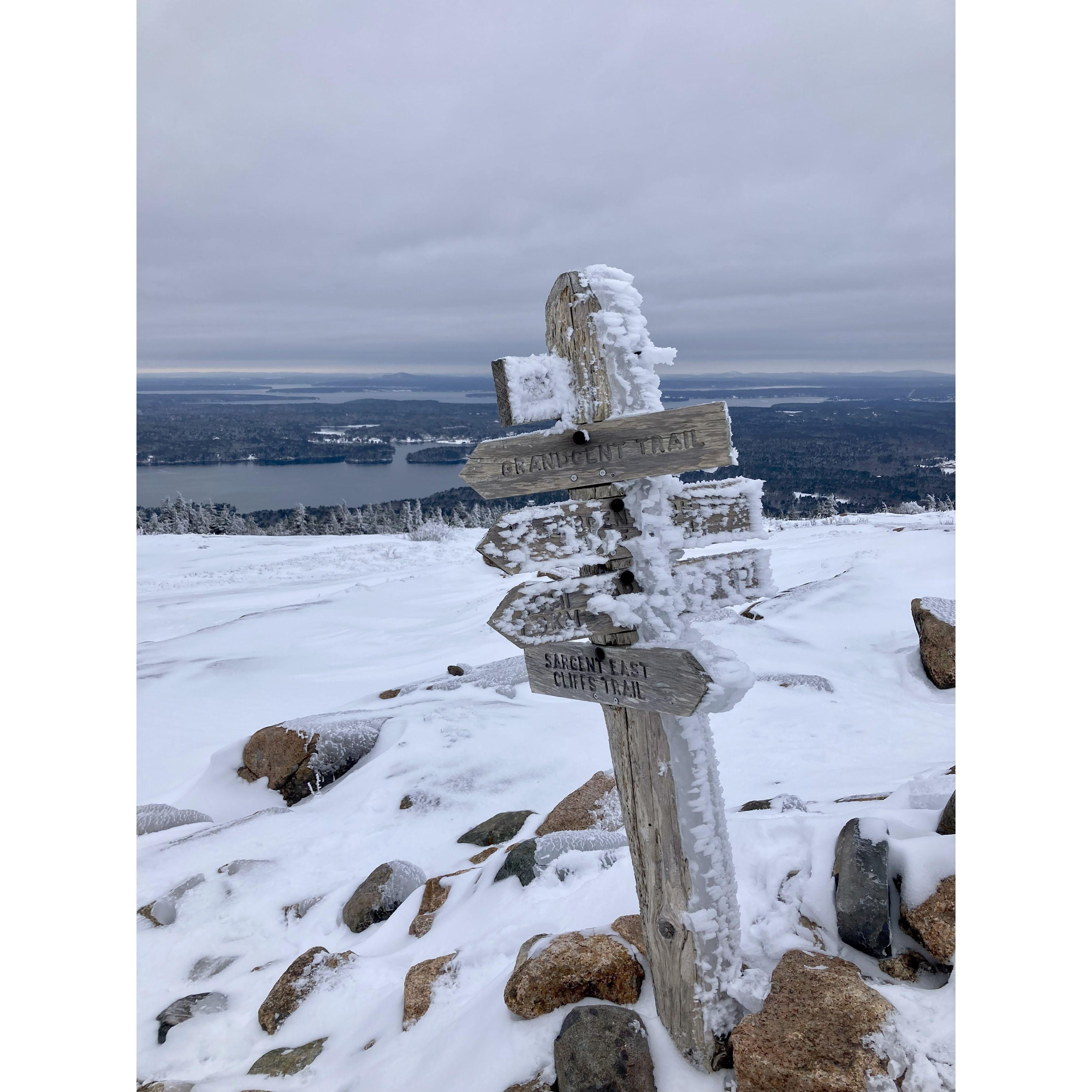 Winter hiking in Acadia