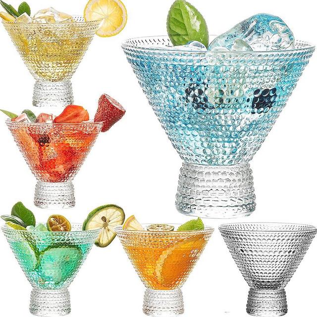 wookgreat Martini Glasses, Set of 6 Vintage Cocktail Glasses, 8oz Crystal Stemless Margarita Glasses, Heavy Base Glassware for Martini, Cocktail, Margarita, Cosmopolitan, Pisco Sour, Brandy, Manhattan