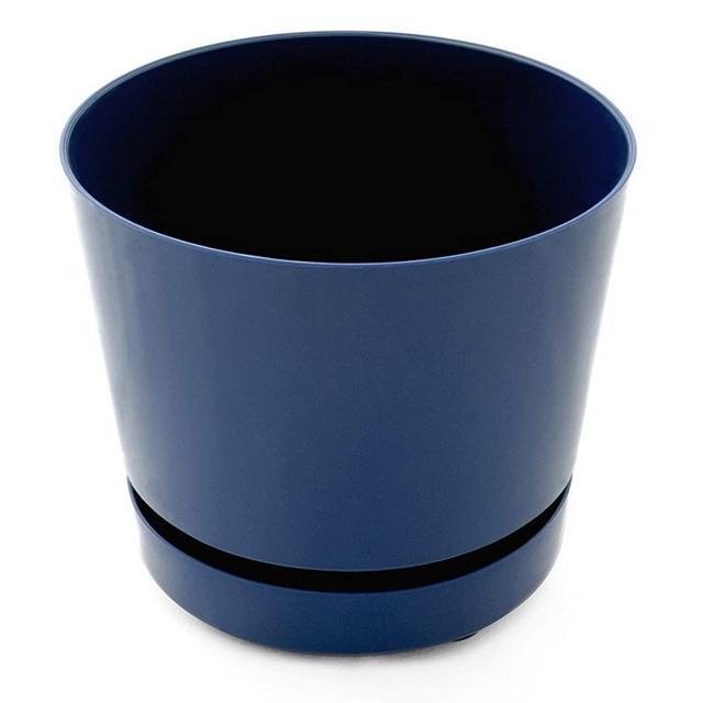 Large 10" Self-Watering + Aerating + High Drainage Deep Reservoir Modern Round Planter Maintains Healthy Roots and Moisture for House Plants & Garden (10 Inch, Blue)
