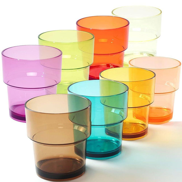 WowProLiv 14 oz Plastic Stackable Drinking Tumblers, BPA-Free, Dishwasher Safe, Durable Shatterproof Reusable Kid Cups, Everyday Water/Juice Glasses for Indoor/Outdoor (Set of 8, Gift Box)