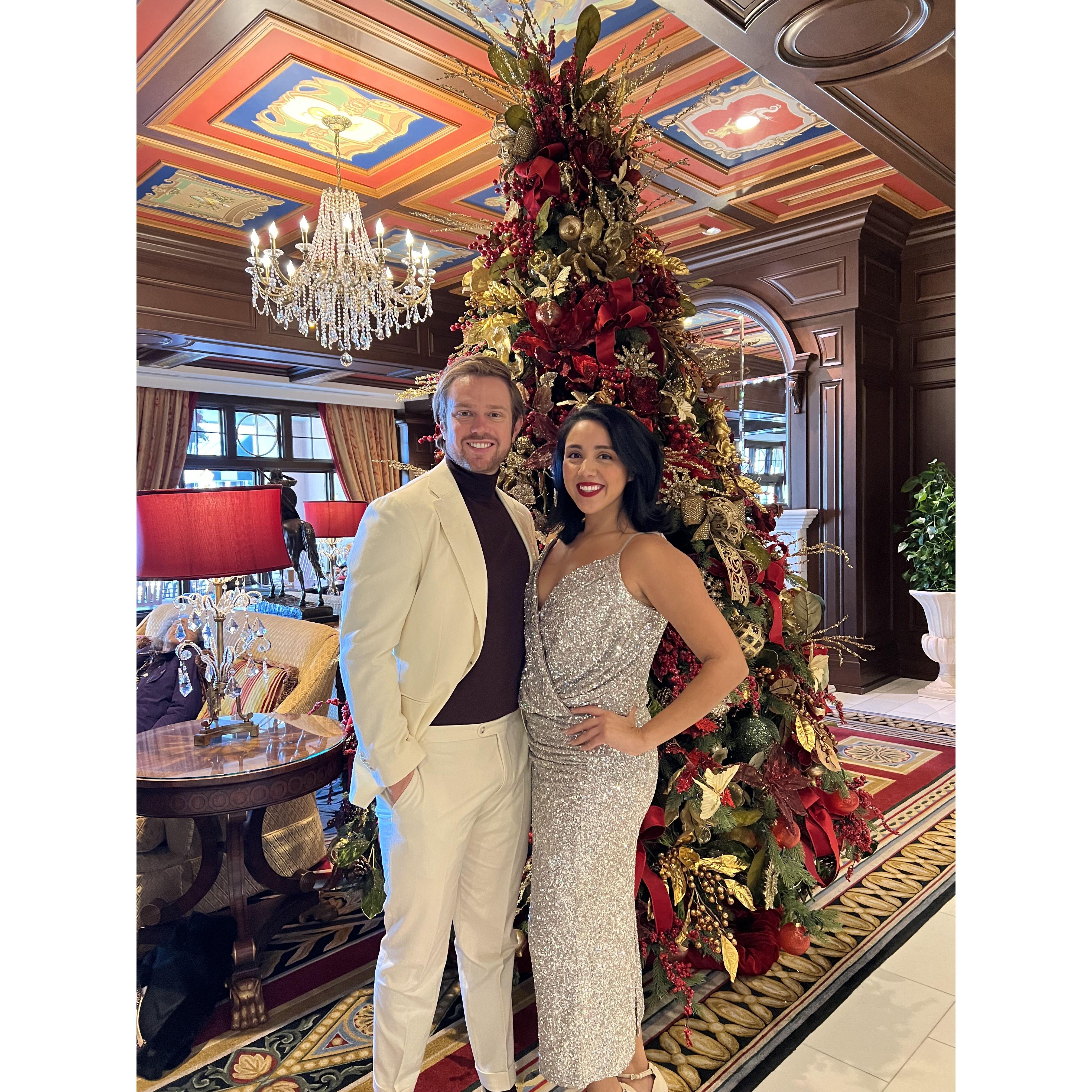 Getting into the Christmas spirit at the Broadmoor! We brought Gramps along and he took this photo. December 2022.