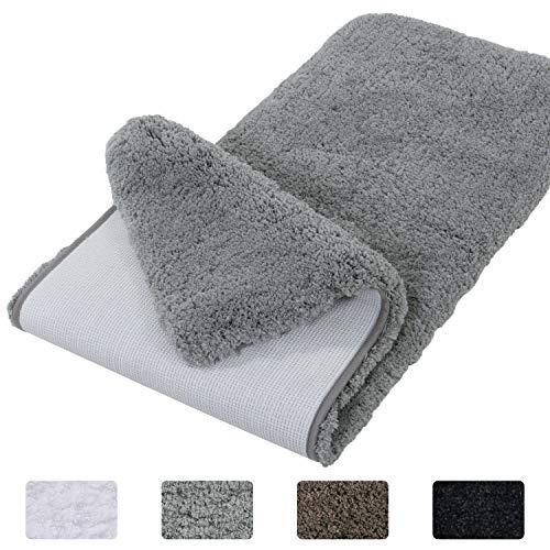 Lifewit Bathroom Runner Rug Bath Mat 59"x20" Non-Slip Soft Long Shower Rug Plush Microfiber Water Absorbent Carpet Thick Shaggy Luxury Floor Mats, Machine Washable, Grey