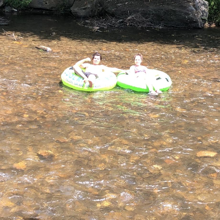 Brody and Bethany tubing in Helen 2019