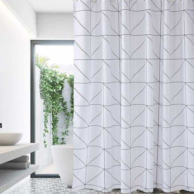 White-Black Shower Curtain Farmhouse Fabric Cloth Shower Curtains for Bathroom 72 x 72 (Triangles)-Machine Washable