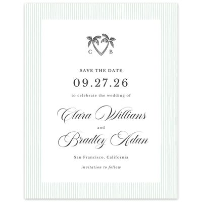 Dark Charcoal, White Wedding Digital Save the Date - Seychelles Portrait