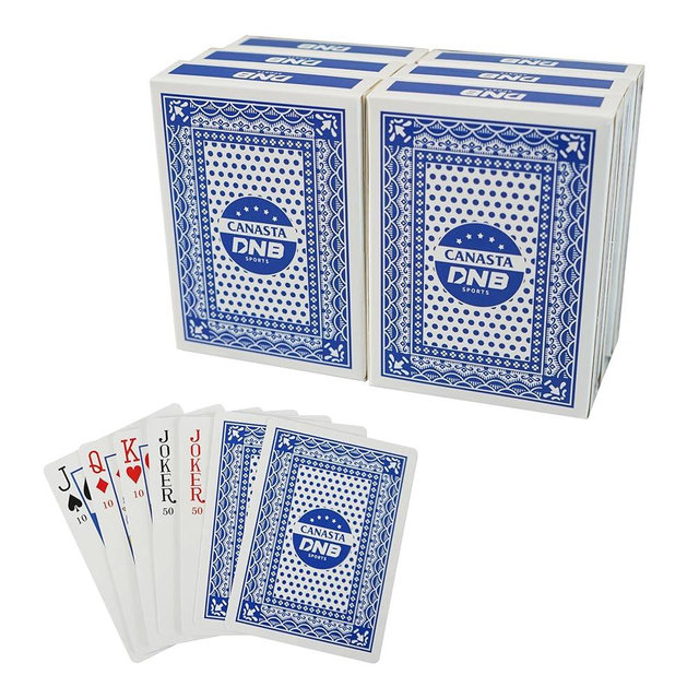 DNB 6 Deck Canasta Cards - 6 Decks Blue Playing Cards with Point Values - Includes Canasta and Hand and Foot Rules
