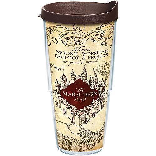 Tervis 1202240 Harry Potter - The Marauder's Map Tumbler with Wrap and Brown Lid 24oz, Clear
