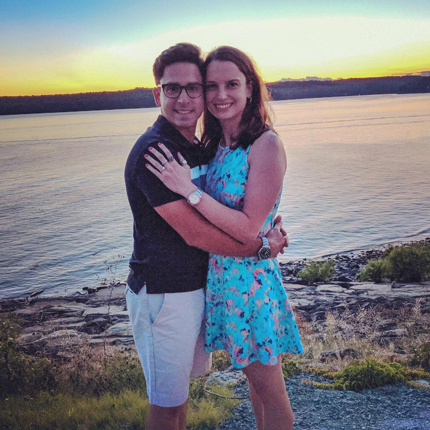 Brian proposed to Jennifer on August 11, 2019 walking along lake wallenpaupack in the poconos.