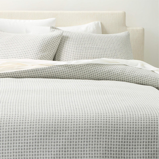 Sadira Organic Cotton Jacquard White with Black Full/Queen Duvet Cover