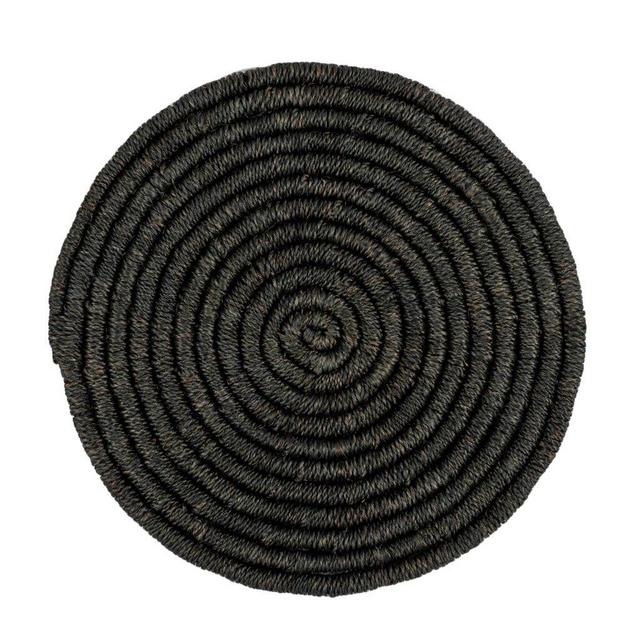 hudson | grace Thick Coiled Abaca Placemat, Black