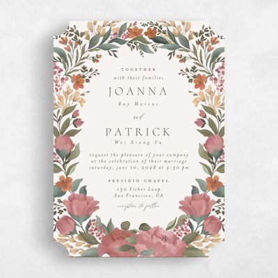 Beige Ticket Wedding Invitation - Souci Classic