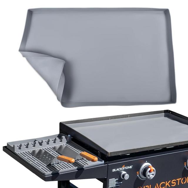 TIBI IPSI Blackstone Silicone Griddle Cover -28'' Blackstone Griddle Silicone Mat with 2 Spatulas & 1 Silicone Side Shelf - 28 inch Blackstone Griddle Accessories for Protection & Easy Maintenance.