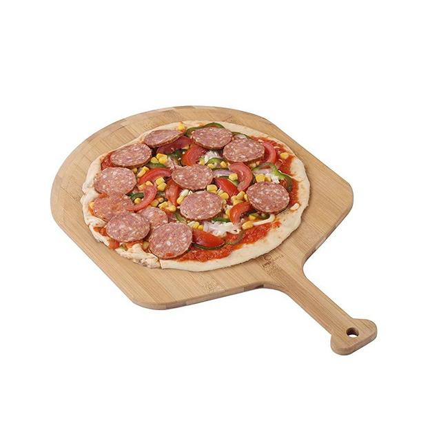 Fiery Chef Bamboo Pizza Peel - Pizza Paddle for Homemade Pizza and Bread Baking, Pizza Cutting Board with 8 Grooves