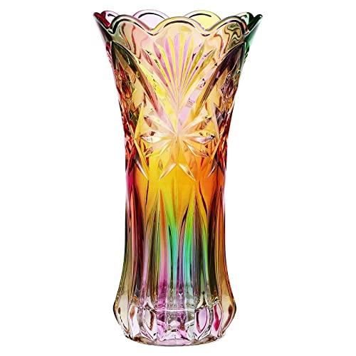 VOSAREA Flower Vase Crystal Glass Vase Rainbow Rainbow Decorative Plant Container Pot Xmas Fall Christmas Dinner Table Centerpiece Decor Supplies