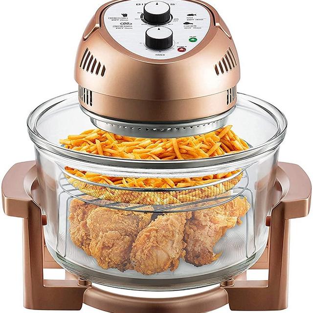 Big Boss Air Fryer, Super Sized 16 Quart Large Air Fryer Oven Glass Air Fryer, Infrared Convection Healthy Meal Electric Cooker with Timer, Dishwasher Safe, Plus 50+ Recipe Book