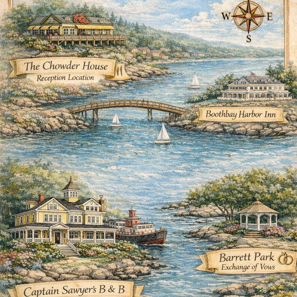 A sweet little map of Boothbay Harbor