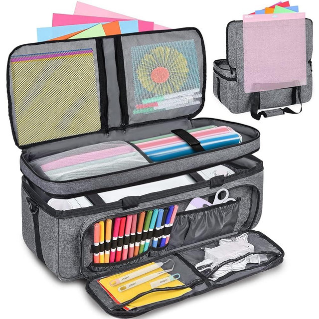 IMAGINING Carrying Case for Cricut Maker 3, Maker 4, Double-Layer Machine Bag with Cover for Cricut Explore 4, Explore 3, Explore Air 2, Storage Organizer for Cricut Accessories and Tools