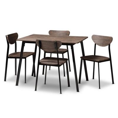 5pc Ornette Mid Century Modern Matte Frame Dining Set Light Brown - Baxton Studio