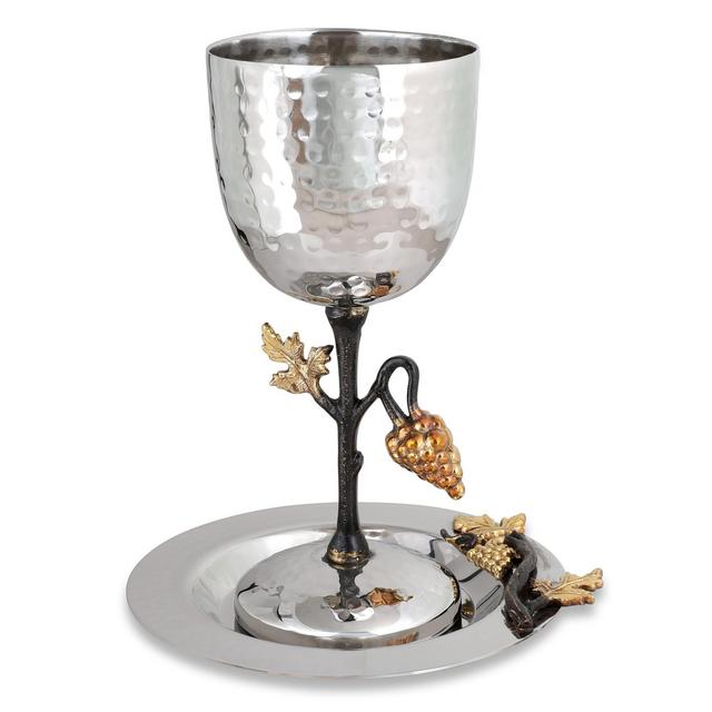 Yair Emanuel Stainless Steel Stemmed Kiddush Cup - Grapes