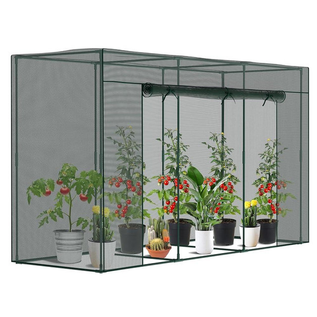 SUNYRISY Garden Plant Netting Crop Cage for Garden Raised Bed, 9.8 x 3.3 x 6 Ft Plant Cover Cage Protectors from Animal for Outdoor Plants with Frame and Zippered Door