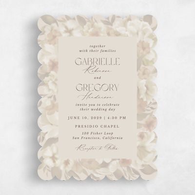Beige Scalloped Wedding Invitation - Canopy Classic