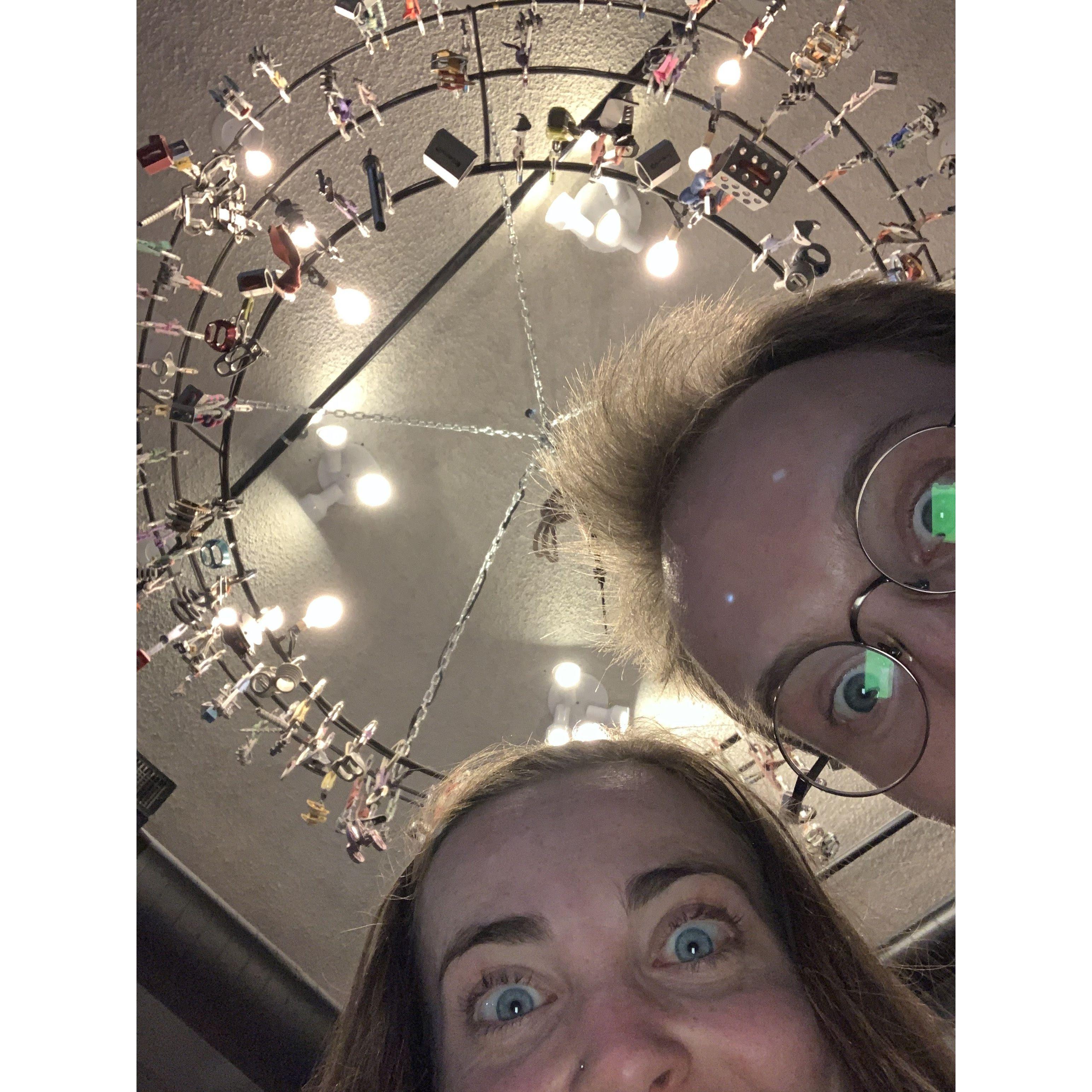 Sep 21: At this climbing competition, we found a chandelier made of climbing gear. Future living room décor?