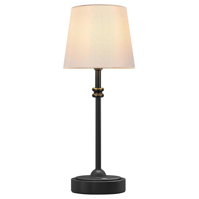 ONEWISH Cordless Lamp-Battery Operated Table lamp, 4000mAh Rechargeable, Stepless Dimmable, Small Touch Bedside Lamp with White LampsShade, 2700K Warm Ambient Light for Dining, Patio, Bathroom(Black)