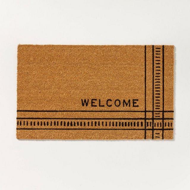 Dash & Stripe Welcome Coir Doormat Black/Tan - Hearth & Hand™ with Magnolia