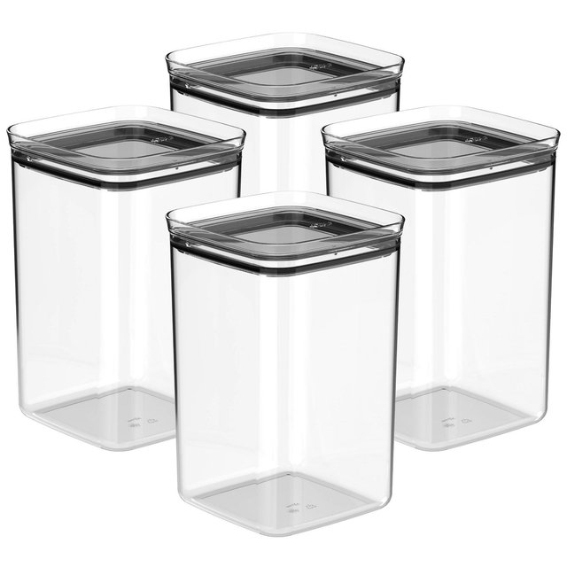 OU Airtight Food Storage Container 8pc BPA Free Clear Plastic Storage Container with Leak Proof Lid, Stackable Kitchen Pantry Organizer