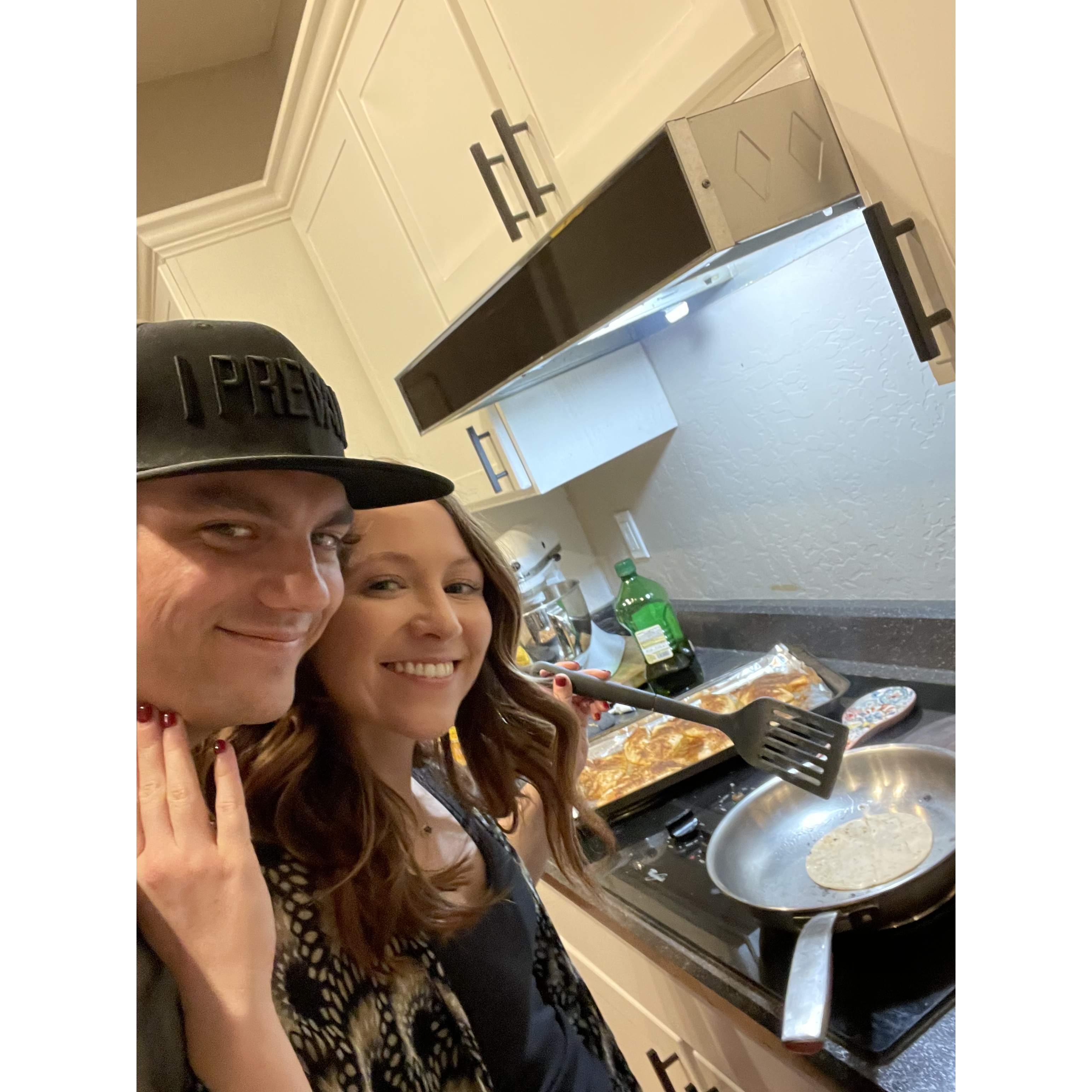 4. First time we cooked together.