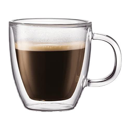 Coffee Mug, Double Wall Insulated Glass Cup 12 Oz Heat-resistant for Tea Coffee Latte Espresso Iced Tea, Set of 1 (Round)