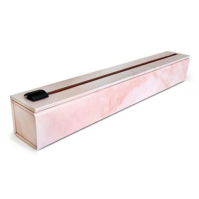 ChicWrap Rose Marble Parchment Paper Dispenser with 15"x 33" (42 Sq. Ft) Roll of Culinary Parchment Paper - Reusable Dispenser with Slide Cutter