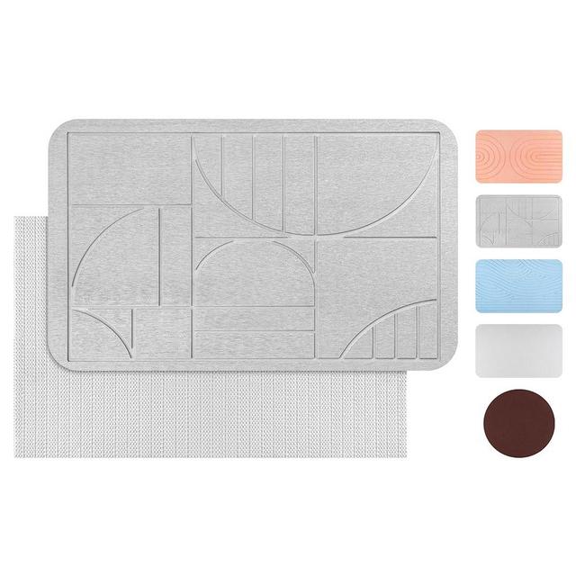 Alypt Stone Bath Mat & Diatomaceous Earth Shower Mat: Non-Slip, Ultra Absorbent, Quick Drying, Easy to Clean & Natural- 23.5" x 15" (Gray)