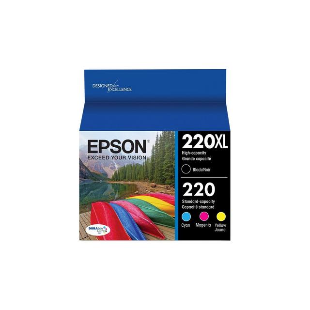 Epson 220XL Black, 220 C/M/Y Combo 4pk Ink Cartridges - Black, Cyan, Magenta, Yellow (T220XL-BCS)