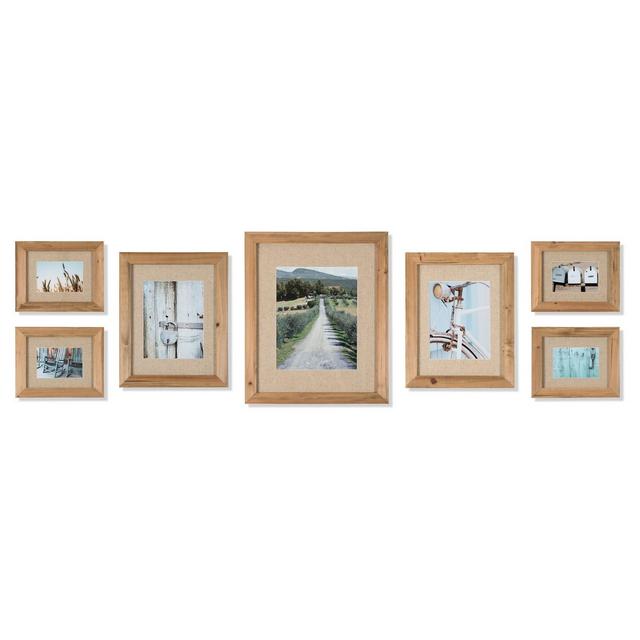 7 Piece Rustic Wood Frame with Fabric Mat Kit - Gallery Perfect