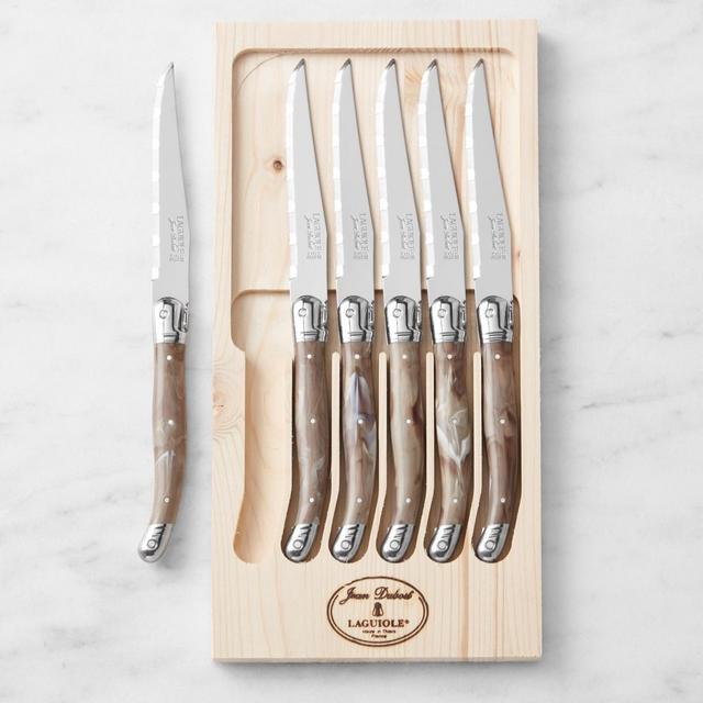 Jean Dubost Laguiole Dark Horn Steak Knives, Set of 6