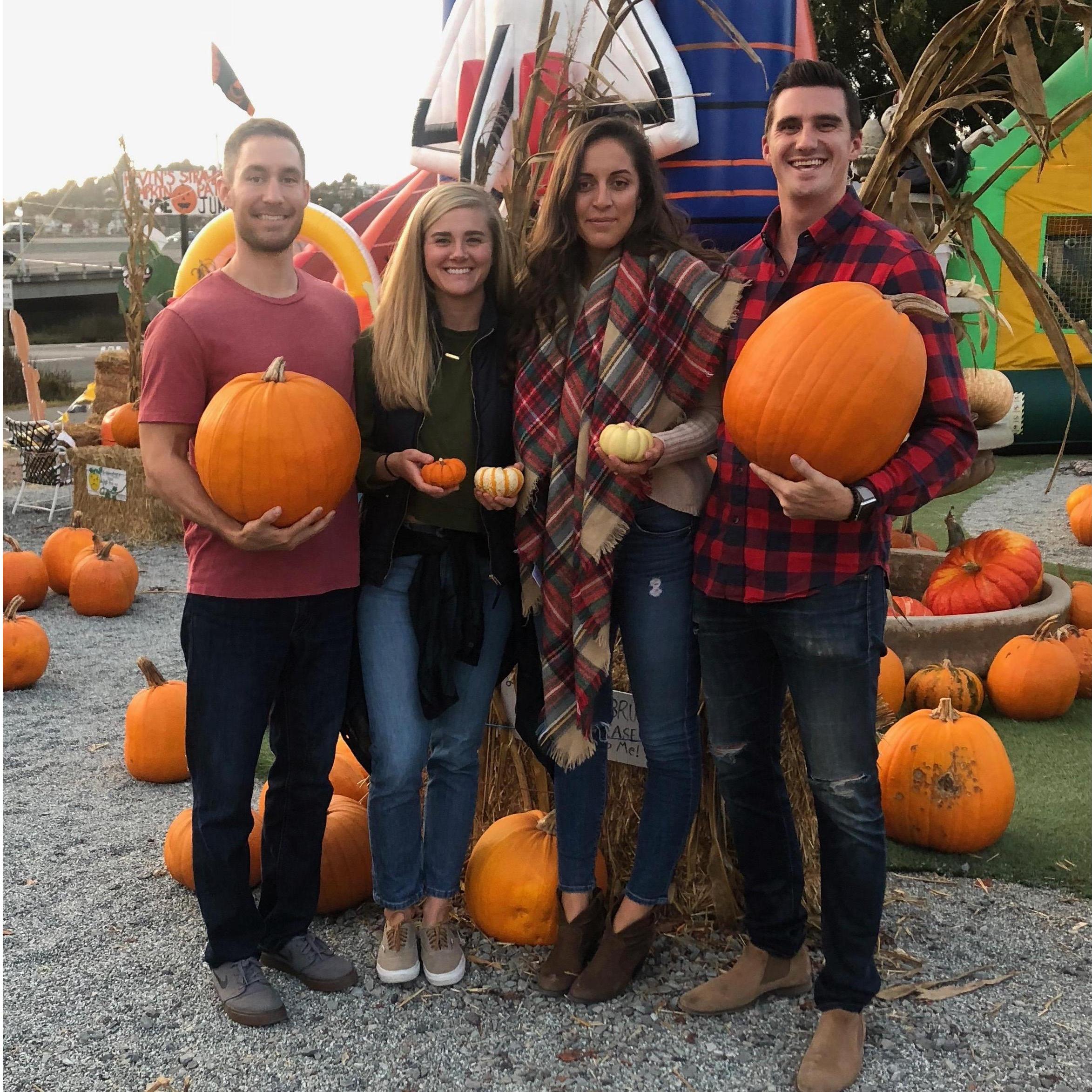 Pumpkin patch followed by carving with friends, Kriss Heron (bridesmaid) and Josh Kirkland