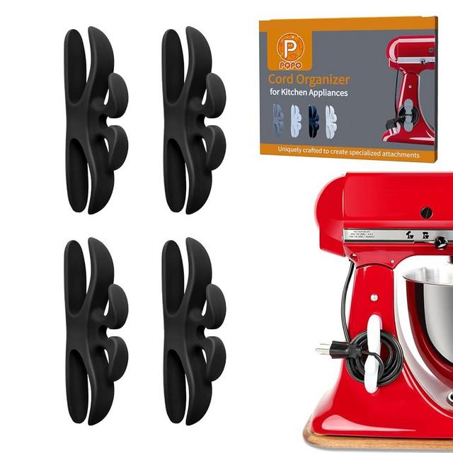 4 Pack Cord Organizer for Kitchen Appliances, Stick On Appliance Wire Organizer Wire Wrapper for Kitchen Appliances Stand Mixers (Black)