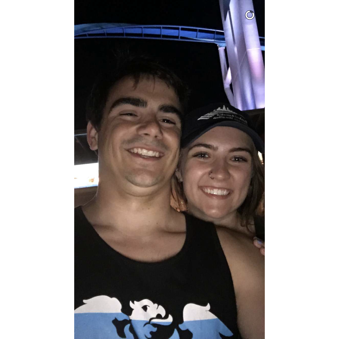 We started as friends. This photo was taken at Cedar Point the summer before we started dating when we happened to be there with our families at the same time.